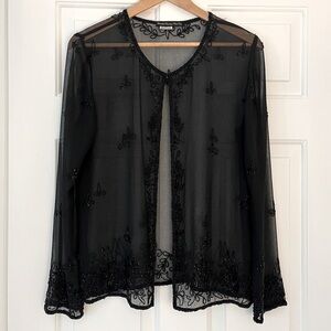 Pure Silk Beaded Vintage Black Cardigan